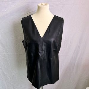 NWT Ann Taylor Faux Leather Ponte Shell